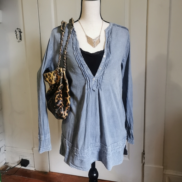 Light blue cotton Noelle blouse/tunic, size S/M - Picture 1 of 3